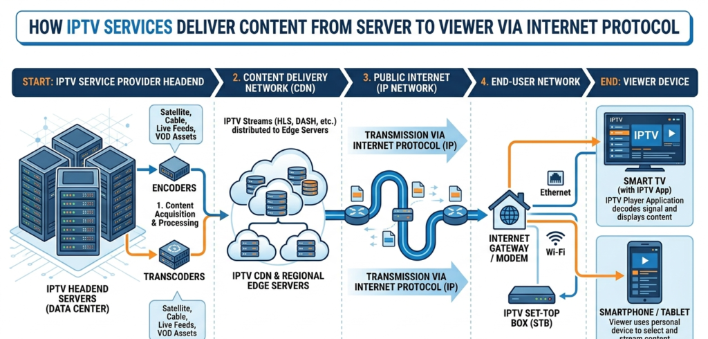 How IPTV services deliver content from server to viewer via internet protocol