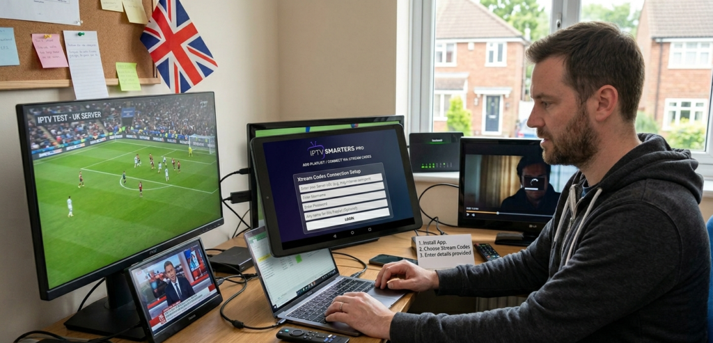 IPTV Smarters Pro playlist setup screen showing Xtream Codes login fields on Android device