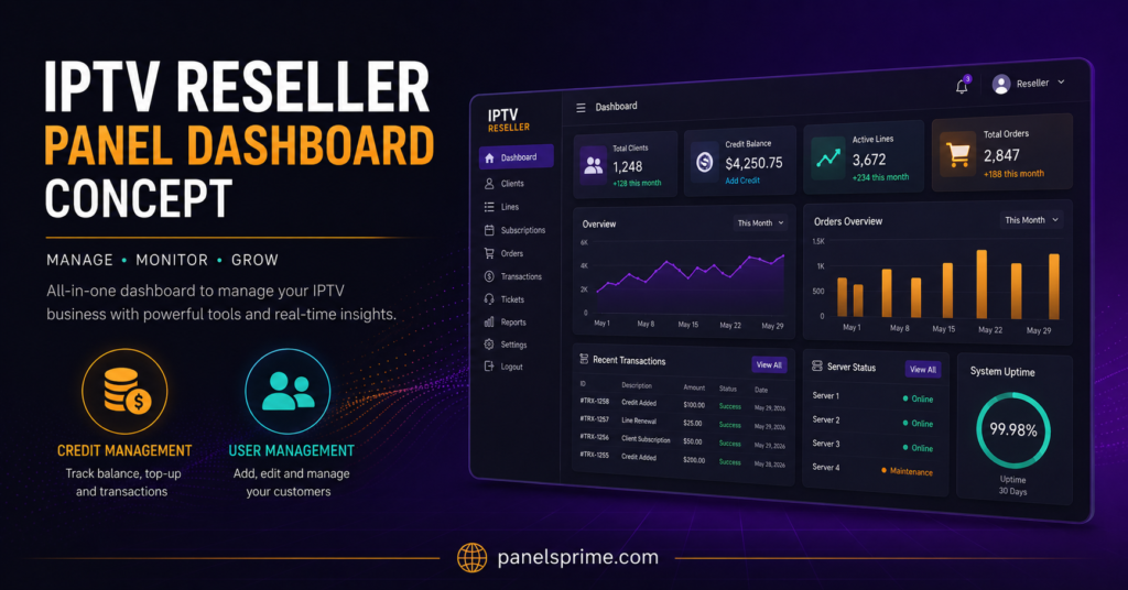 IPTV Reseller Panel Dashboard Concept