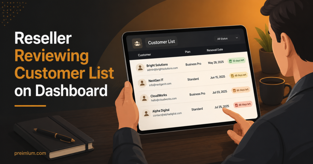 Reseller Reviewing Customer List on Dashboard
