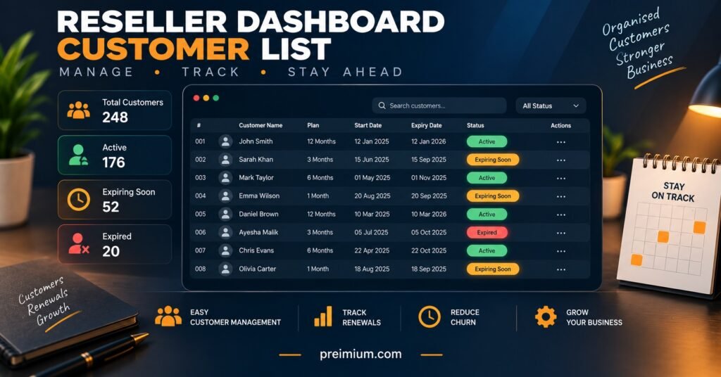 Reseller Dashboard Customer List Concept
