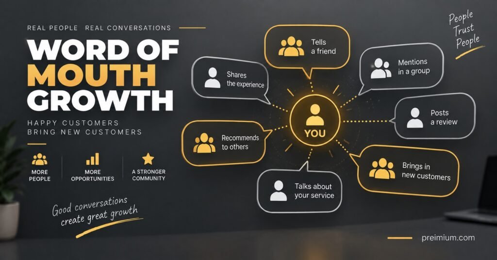Word of mouth growth concept